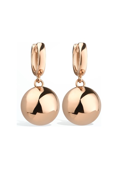 925 Ayar Altın Mikron Kaplama Top Sallantılı Küpe - E00279 Gold