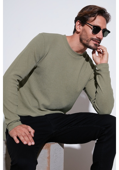 Buratti Pamuklu Bisiklet Yaka Slim Fit Basic Erkek Sweat 5905073 Vizon Yeşili