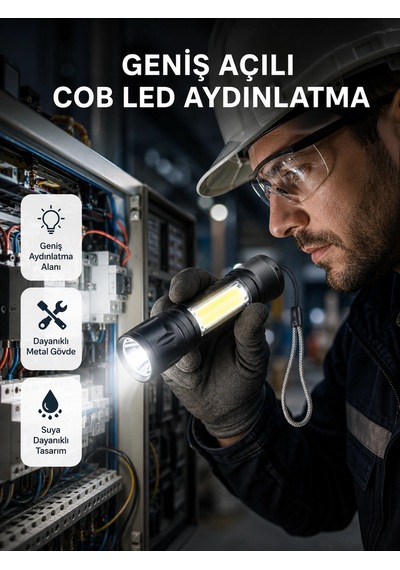 Profesyonel 4 Modlu Şarjlı El Feneri 1300 Mah Batarya Cree Led Teknolojisi Çok Renkli 58308433