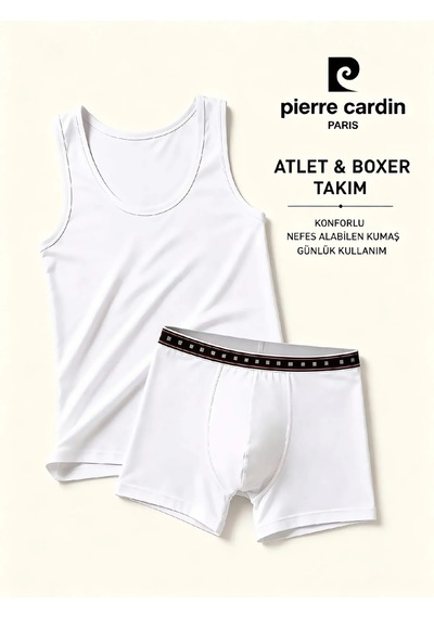 Pierre Cardin Pamuklu Erkek Atlet & Boxer Takımı Beyaz