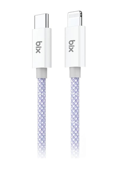 Bix T3cl Type-c To Lightning Apple Uyumlu iPhone 27w Örgülü Hızlı Şarj Ve Data Kablosu 1 Metre Mor