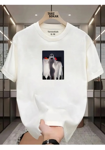Startmore Unisex Vintage Esintili T-shirt Beyaz