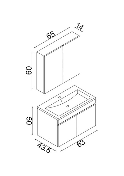 Teta Home Tokyo 65 Cm Mdf Banyo Dolabı Seti Antrasit Çok Renkli