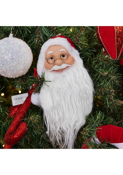 Yılbaşı Süsü Noel Baba Kafası Kırmızı Payetli Şapkalı 32 Cm