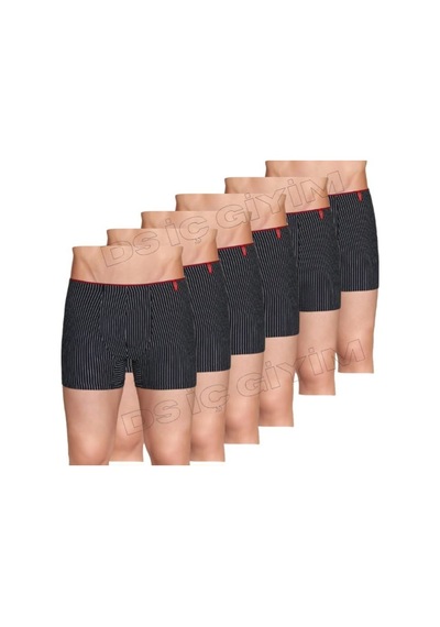 Berrak 4433 Erkek Çizgili Sport Boxer 6 Adet Siyah