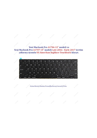 Apple Uyumlu MacBook Pro İle 13inc A1706 Klavye Tuş Takımı Us-ingilizce 820-00953-a 2016/2017