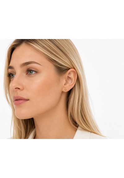 4 Mm Altın Cilalı Top Küpe Minimal Günlük Kadın Küpe 0,48 Gr