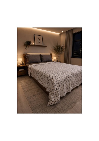 %100 Pamuk Pikolu Çift Kişilik Pike Seti - Lastikli Çarşaf - 200 X 220 Cm Gri Gri