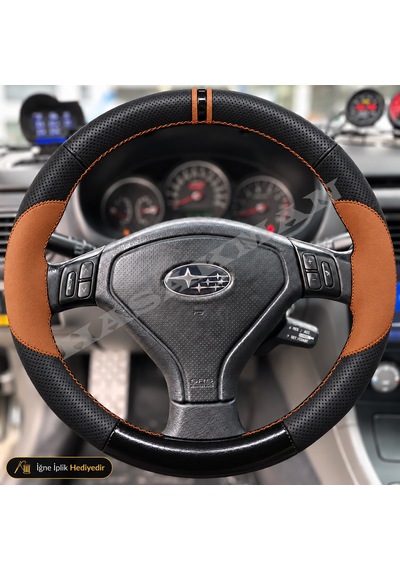 Subaru Impreza Dikme Direksiyon Kılıfı Delikli Deri Parlak Siyah Taba Detay Çift Yüzük Ve Dikiş Gd-gg Hawkeye Tuşlu 2005-2007