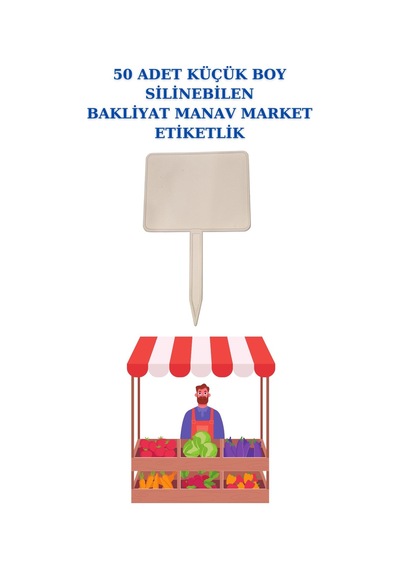 Yaz Sil Küçük Boy Sapla Bakliyat Etiketliği 50 Adet Manav Pazarcı Etiketi 001 Beyaz