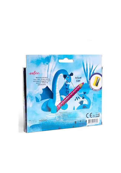 Eeboo 12li Büyük Kuru Boya Kalemi - Magical Creatures Çok Renkli