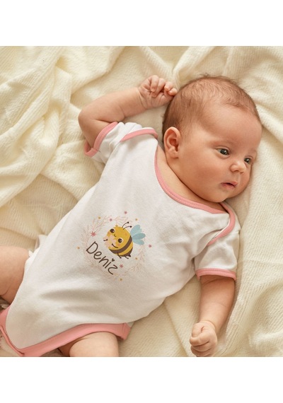 Bk Gift Bk Kids Kişiye Özel Pembe Bebek Body Zıbın - Model 162 12-18 Ay