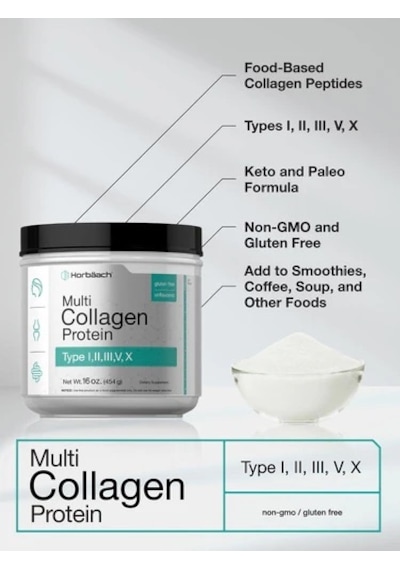 Multi Collagen Protein Types I, Iı, Iıı, V And X 454 Gr.