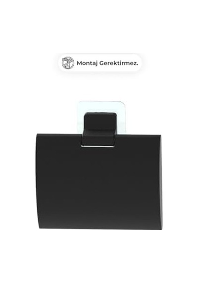 Moliette Yapışkanlı Tuvalet Kağıtlık - Siyah 16.5 x 12.2 x 11.2 CM