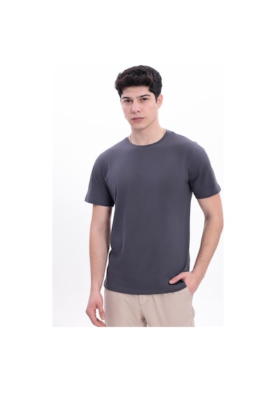 Freemen Erkek/unisex Bisiklet Yaka Basic Tişört %100 Pamuk Antrasit