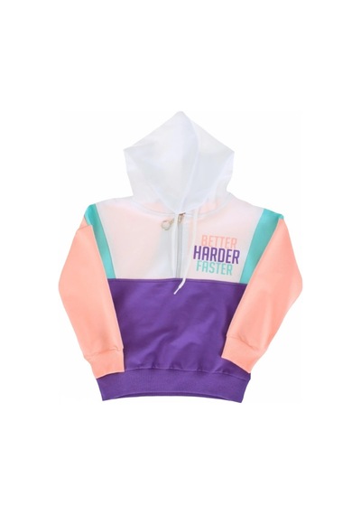 İrem Çocuk Giyim Kız Çocuk Yarım Fermuar Modelli Renk Bloklu Kapüşonlu Sweatshirt Çok Renkli İrem Çocuk Giyim Kız Çocuk Yarım Fermuar Modelli Renk Bloklu Kapüşonlu Sweatshirt Çok Renkli