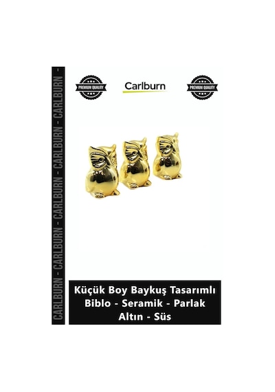 Özel Üretim Lüks Ofis Ev Dekoratif Obje Küçük Boy Baykuş Tasarımlı Biblo Seramik Parlak Altın Süs