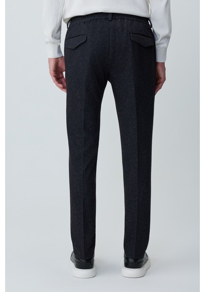 Morven Erkek Siyah Poliviskon Trend Desenli Slim Fit Lastikli Pantolon 27ks003002001 Siyah