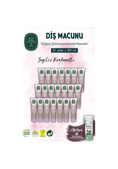 21 Adet Diş Macunu 90 Ml, İngiliz Karbonatı Ve Rosıe Beyazlık