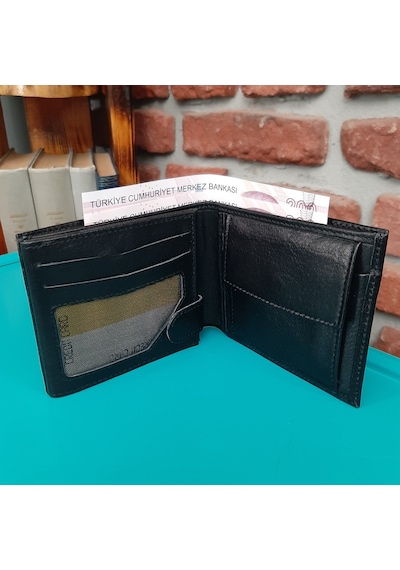 Gvnbag Hakiki Deri Erkek Bozuk Para Gözlü Siyah Cüzdan Gvn-0118 Siyah