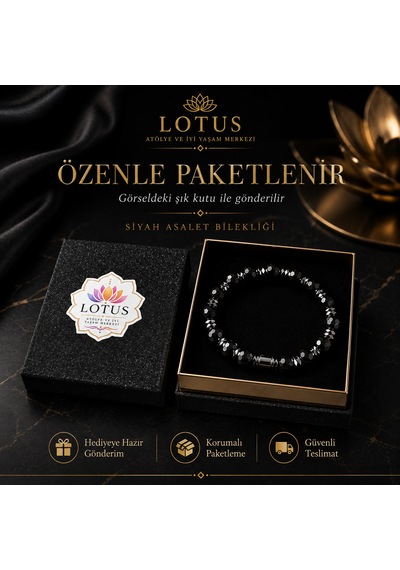 Siyah Asalet Bilekliği Kristal Kesim Siyah Akik, Hematit & Disk Hematit