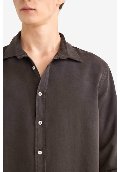 Defacto Regular Fit Gömlek Yaka Twill Uzun Kollu Gömlek G0406ax25aubn339 Kahve