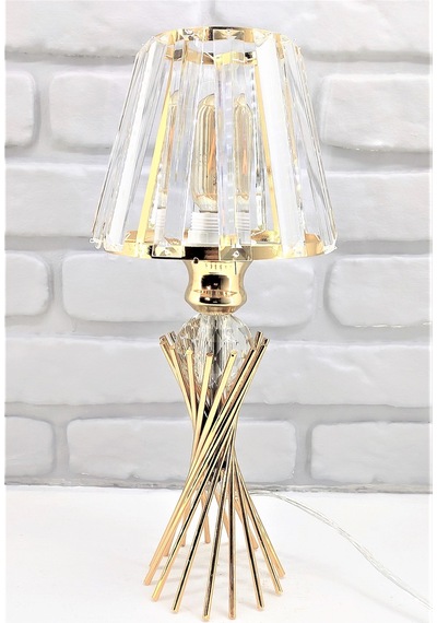 Modern Gold Metal Burgu Kristal Taşlı Kristal Konik Şapka Abajur Gold