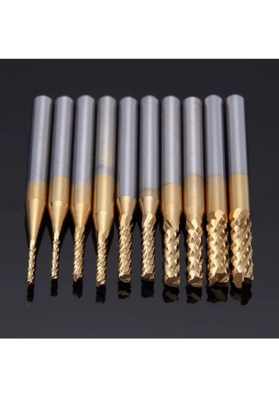 Pcb Mini Karbür Freze Kesici 1.0-3.0mm 10 Lu Set 3.175mm Shank