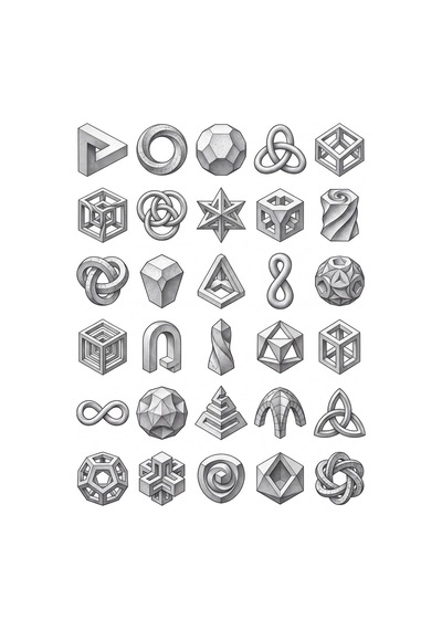 30 Adet İmkansız Geometri Sticker Seti - Laptop, Defter Ve Kılıf İçin Çok Renkli