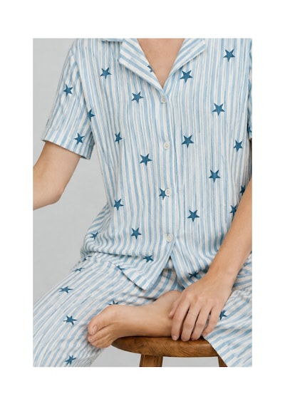 Fit Women Kadın Kısa Kollu Rahat Mavi Pijama Takımı 4728