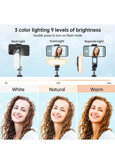 Çıkarılabilir Dolgu Işıklı Sabit Selfie Çubuğu Tripod, İphone, Samsung, Huawei, Sony Ve Diğer Akıllı Telefonlar İçin Kablosuz Uzaktan Kumandalı 360 Dönebilen Genişletilebilir Cep Telefonu Tripodu
