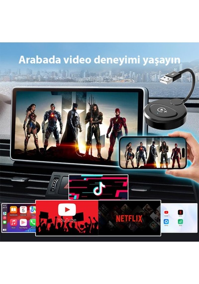 Coofbe Kablosuz Car Play Dönüştücü Video Yansıtıcı Youtube Netflix Tiktok Video Yansıtıcı Carplay