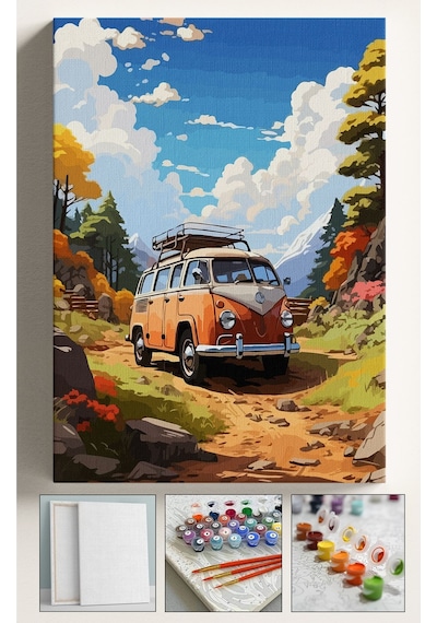 Sayılarla Boyama Tuval Seti Fırça Boya Dahil Çıtalı 40x50 Cm - Küçük Vosvos