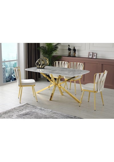 Çapraz High Gloss Yemek Masası 90 160 Cm 001