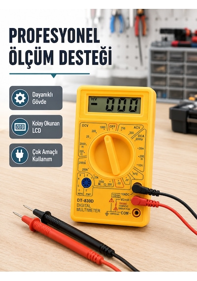 Dijital Multimetre Ölçü Aleti Ac Dc Ölçüm Ve Lcd Ekranlı Yeni Nesil - Lisinya
