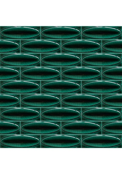 Armada Çini 7x21 Cm Elips Yeşil Desenli Çini Seramik Karo