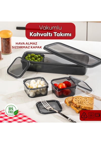 Porsima 4369 Freshlock Vakumlu Kahvaltılık Çok Amaçlı Saklama Kabı Kahvaltı Seti Füme