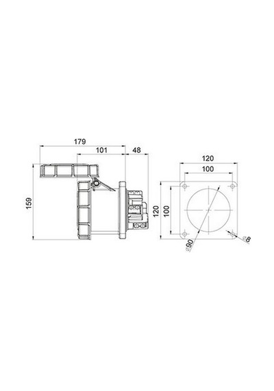 METE ENERJİ 406540 5X125A. Ip67 Makıne Prizi Düz