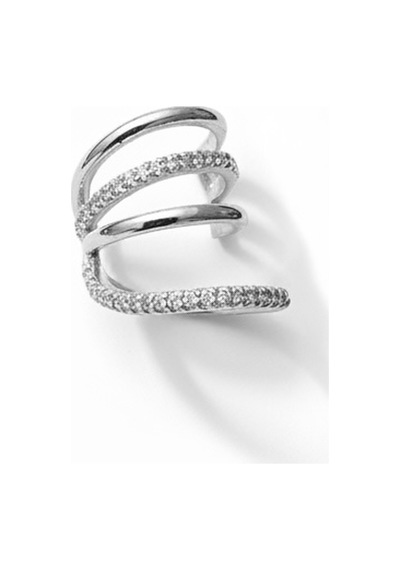 Earcuff Sıkıştırmalı Çelik Kıkırdak Küpe Çoklu Halka Görünümlü Gümüş Renk