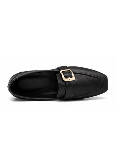 N Napa Shoe Np.19201-2.siyah Napa Shoe Kadın Siyah Tokalı Hakiki Deri Loafer Babet Günlük & Klasik Ayakkabı