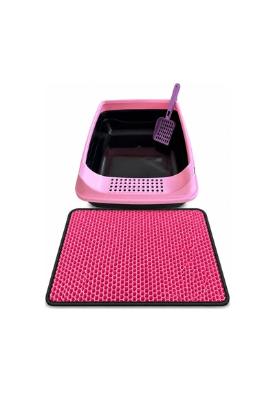 Elekli Açık Kedi Tuvalet Ve Paspas-pembe