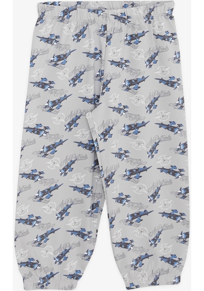 Breeze Girls & Boys Erkek Bebek Pijama Takımı Uçak Desenli 9 Ay-3 Yaş, Gri-gri Gri