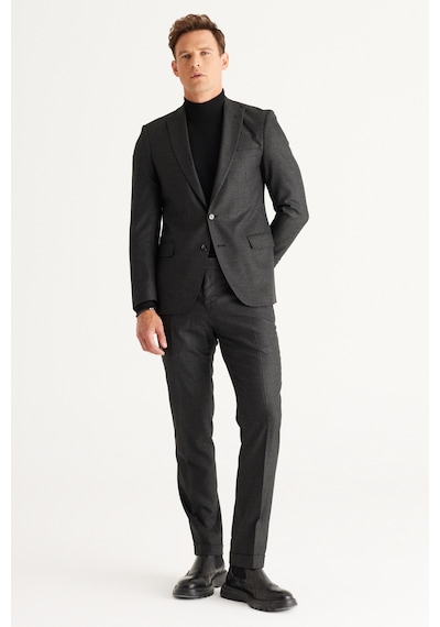 Ac&Co / Altınyıldız Classics Erkek Sıyah Grı Slim Fit Dar Kesim Kırlangıç Yaka Desenli Takım Elbise Ac&Co / Altınyıldız Classics Erkek Sıyah Grı Slim Fit Dar Kesim Kırlangıç Yaka Desenli Takım Elbise