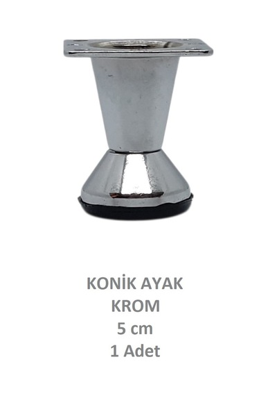 Adilon Konik Ayak, Zamak, Krom, 5 cm, Dolap, Mobilya, Puf Ayağı