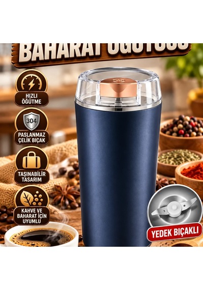 Otomatik Paslanmaz Çelik Kahve Ve Baharat Öğütücü Yedek Bıçaklı Taşınabilir Tasarım Çok Renkli