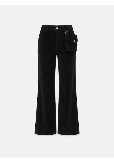 Xint Siyah Lüks Dokulu Soft Kadife Oversize Pantolon 201305