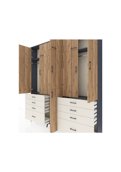 Arges Dolap 8 Raflı 8 Çekmeceli 3 Askılı 220x30x243 Antrasit-çam/aytaşı Atlas Çam/aytası Arges Dolap 8 Raflı 8 Çekmeceli 3 Askılı 220x30x243 Antrasit-çam/aytaşı Atlas Çam/aytası