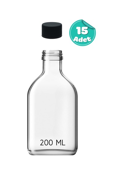15 Adet Kapaklı Cold Brew Şişesi 200 Ml Yassı Cam, Soğuk Kahve, Sos Ve Yağdanlık Şişesi Şeffaf