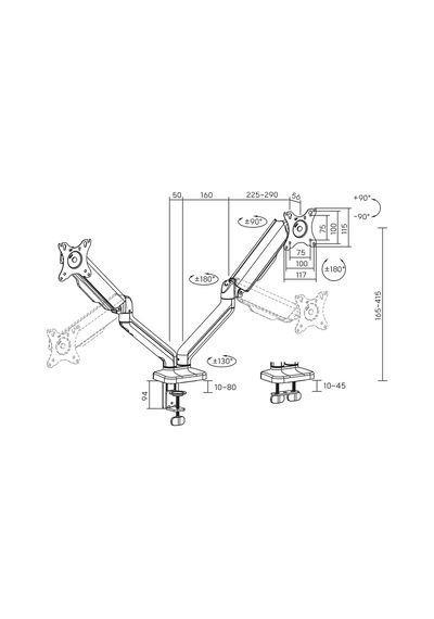 Çiftli Monitör Kolu 17-32 Inç Yaylı Dengeleyici 360 Döner Dual Monitor Stand 2x 9 Kg Kapasiteli