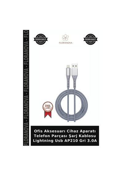 Ofis Aksesuarı Cihaz Aparatı Telefon Parçası Şarj Kablosu Lightning Usb Ap210 Gri 3.0a